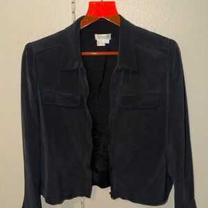 Due Per Due Black Cropped Zip Front Jacket Size 6